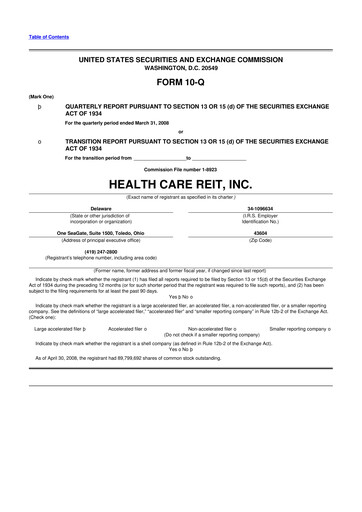 Thumbnail Welltower
 10-Q Quarterly Report FY 