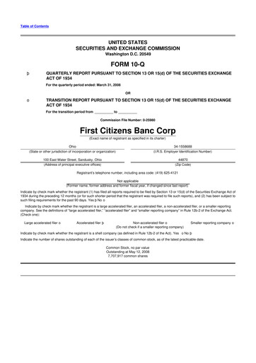 Thumbnail Civista Bancshares
 10-Q Quarterly Report FY 