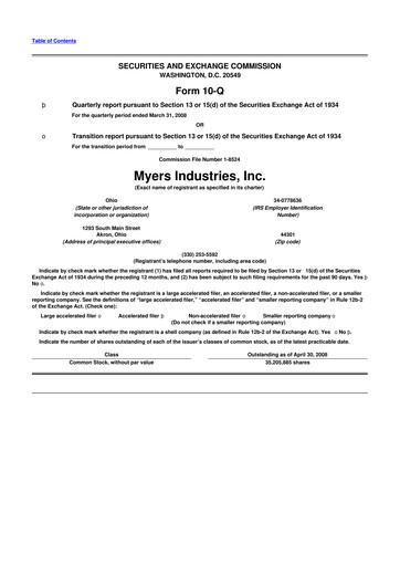 Thumbnail Myers Industries 10-Q Quarterly Report FY 