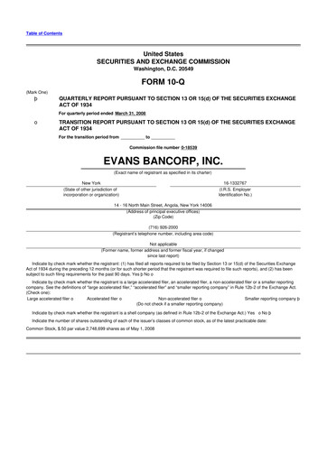 Vorschaubild Evans Bancorp 10-Q Quartalsbericht  