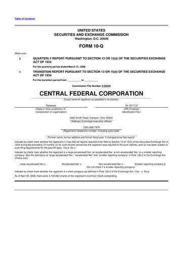 Miniature CF Bankshares 10-Q Rapport trimestriel  