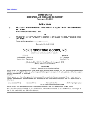 Thumbnail Dick's Sporting Goods
 10-Q Quarterly Report FY 