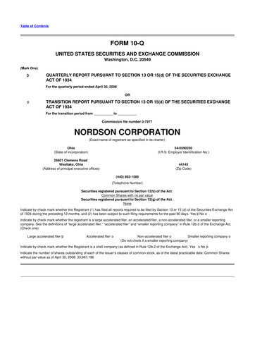 Thumbnail Nordson 10-Q Quarterly Report FY 