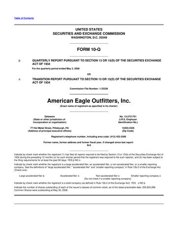 Thumbnail American Eagle Outfitters
 10-Q Quarterly Report FY 