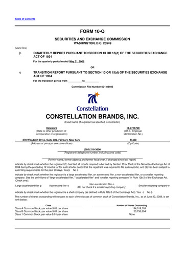 Thumbnail Constellation Brands 10-Q Quarterly Report FY 