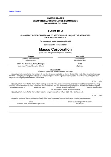 Thumbnail Masco 10-Q Quarterly Report FY 