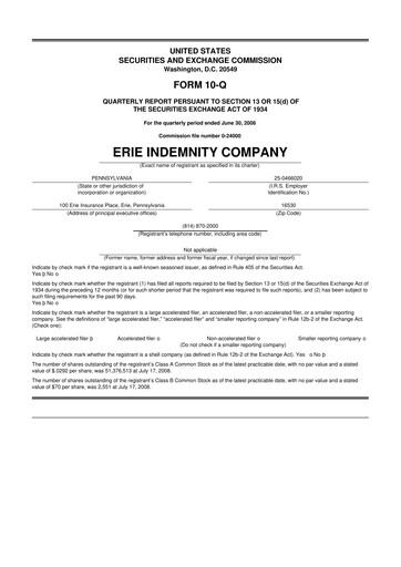 Thumbnail Erie Indemnity 10-Q Quarterly Report FY 