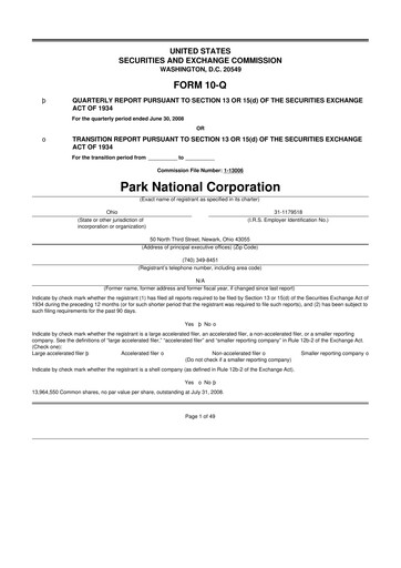 Vorschaubild Park National Corp 10-Q Quartalsbericht  