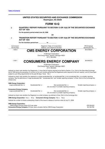 Thumbnail CMS Energy
 10-Q Quarterly Report FY 
