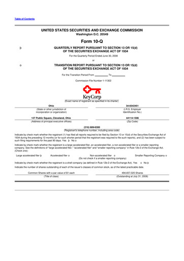 Thumbnail KeyCorp (KeyBank) 10-Q Quarterly Report FY 