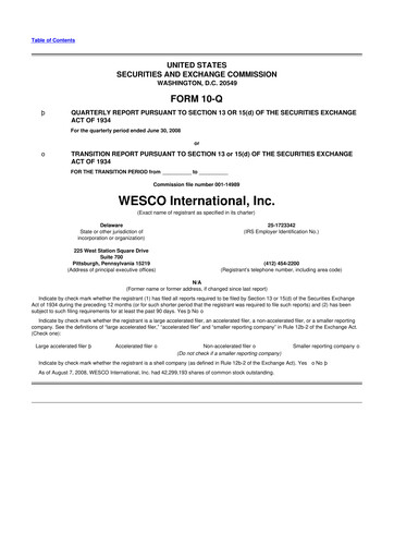 Thumbnail WESCO International
 10-Q Quarterly Report FY 