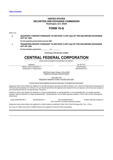 Miniature CF Bankshares 10-Q Rapport trimestriel  