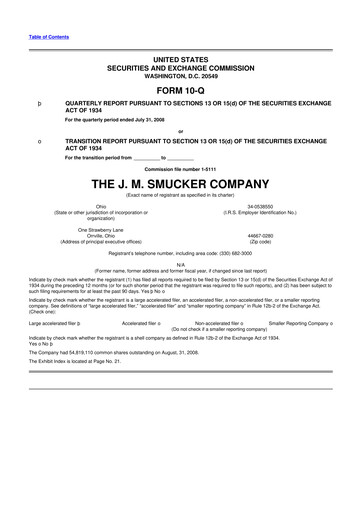 Thumbnail J.M. Smucker Company 10-Q Quarterly Report FY 