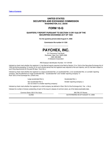 Thumbnail Paychex 10-Q Quarterly Report FY 