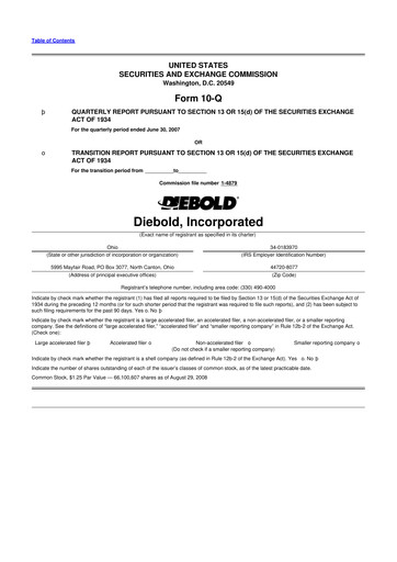 Miniature Diebold Nixdorf
 10-Q Rapport trimestriel  