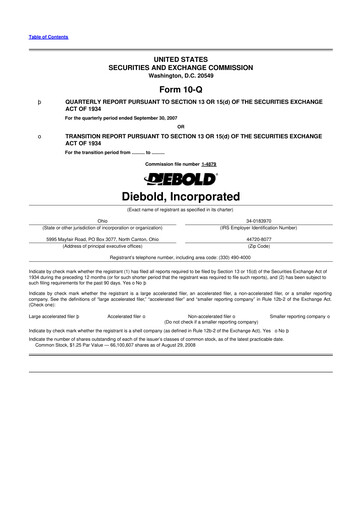 Miniature Diebold Nixdorf
 10-Q Rapport trimestriel  
