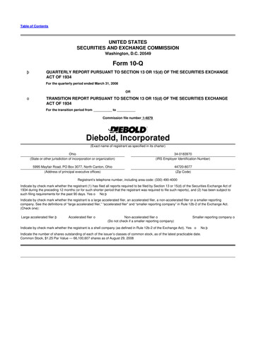 Miniature Diebold Nixdorf
 10-Q Rapport trimestriel  