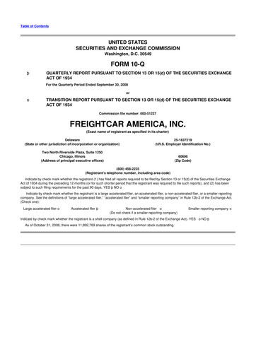 Thumbnail FreightCar America
 10-Q Quarterly Report FY 