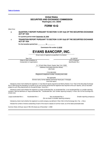 Vorschaubild Evans Bancorp 10-Q Quartalsbericht  