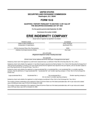 Thumbnail Erie Indemnity 10-Q Quarterly Report FY 
