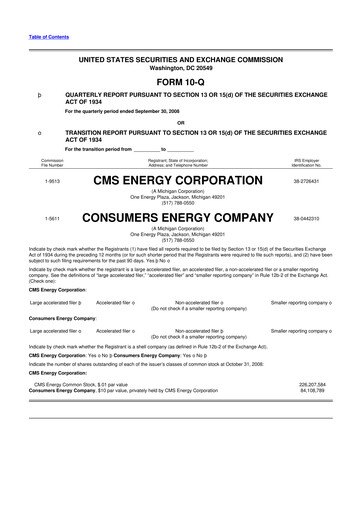 Thumbnail CMS Energy
 10-Q Quarterly Report FY 