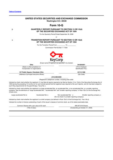 Thumbnail KeyCorp (KeyBank) 10-Q Quarterly Report FY 