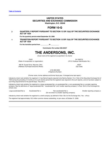 Vorschaubild The Andersons, Inc. 10-Q Quartalsbericht  