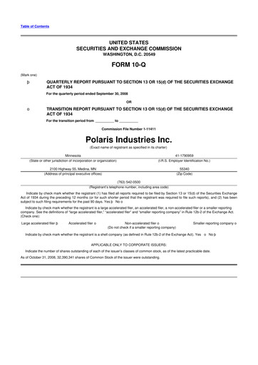 Thumbnail Polaris 10-Q Quarterly Report FY 