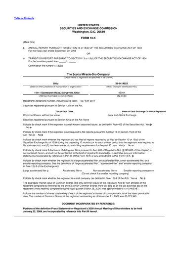 Thumbnail ScottsMiracle-Gro 10-K Annual Report 