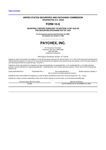 Thumbnail Paychex 10-Q Quarterly Report FY 