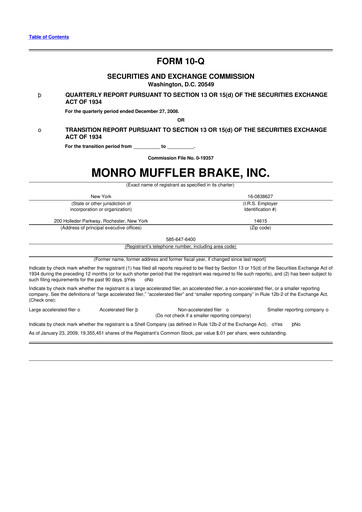 Thumbnail Monro 10-Q Quarterly Report FY 
