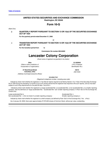 Thumbnail The Marzetti Company 10-Q Quarterly Report FY 