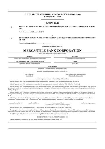 Thumbnail Mercantile Bank 10-K Annual Report 