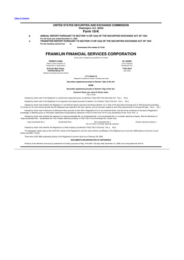 Thumbnail Franklin Financial Services Corporation 10-K Annual Report 