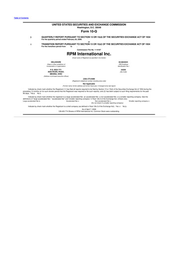 Thumbnail RPM International
 10-Q Quarterly Report FY 