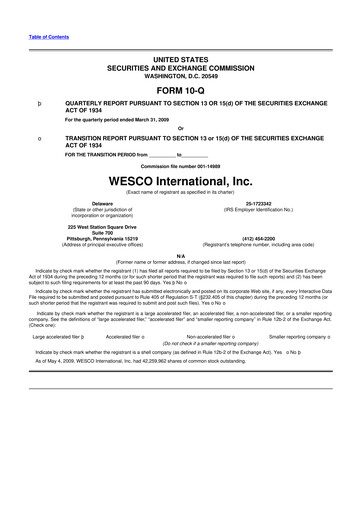 Thumbnail WESCO International
 10-Q Quarterly Report FY 