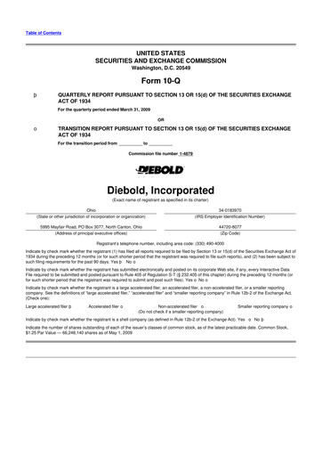 Miniature Diebold Nixdorf
 10-Q Rapport trimestriel  