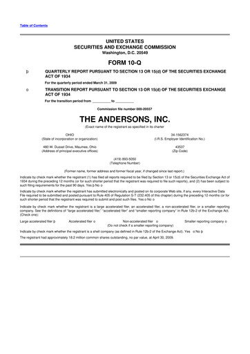 Vorschaubild The Andersons, Inc. 10-Q Quartalsbericht  