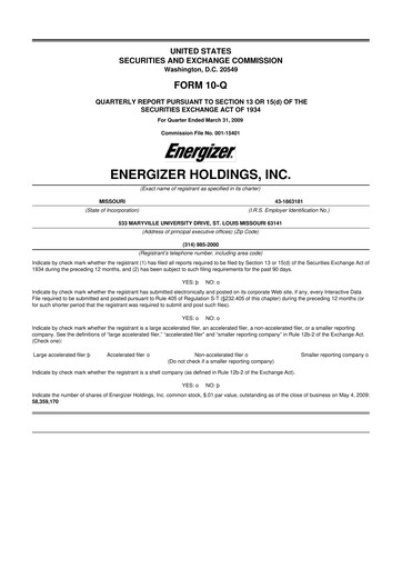 Thumbnail Edgewell Personal Care
 10-Q Quarterly Report FY 