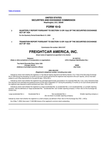 Thumbnail FreightCar America
 10-Q Quarterly Report FY 