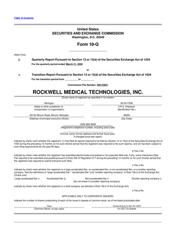 Vorschaubild Rockwell Medical
 10-Q Quartalsbericht  