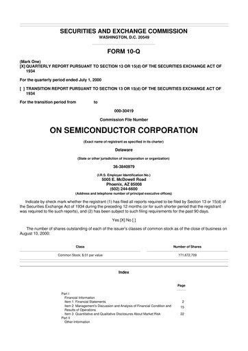 Thumbnail ON Semiconductor 10-Q Quarterly Report FY 