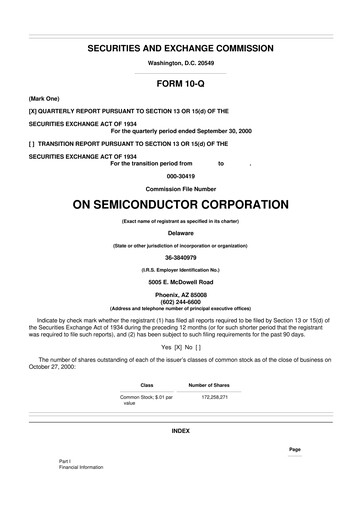 Thumbnail ON Semiconductor 10-Q Quarterly Report FY 