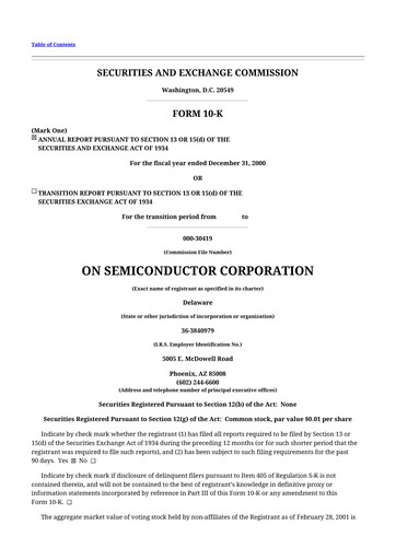 Thumbnail ON Semiconductor 10-K Annual Report 