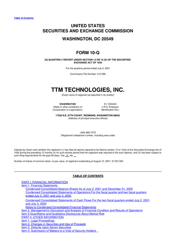 Thumbnail TTM Technologies
 10-Q Quarterly Report FY 
