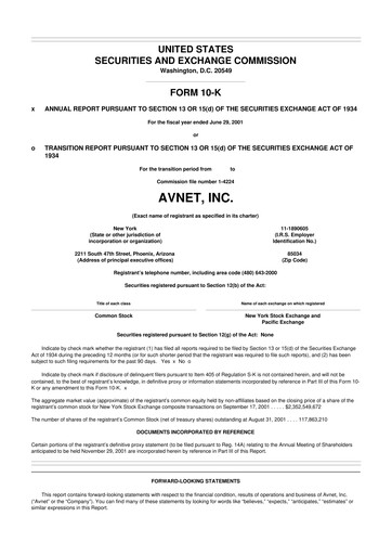 Thumbnail Avnet 10-K Annual Report 2001