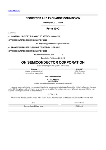 Thumbnail ON Semiconductor 10-Q Quarterly Report FY 