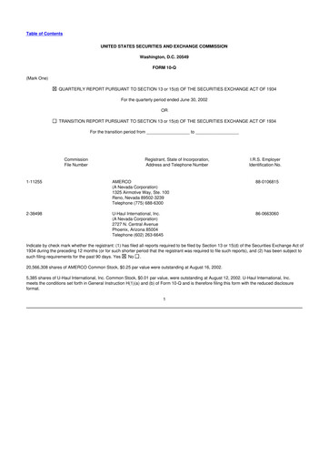 Thumbnail U-Haul 10-Q Quarterly Report FY 