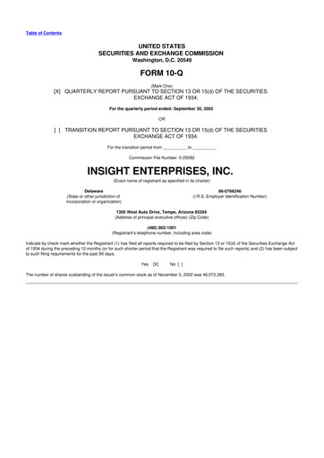Thumbnail Insight Enterprises
 10-Q Quarterly Report FY 