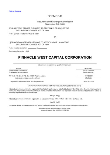 Thumbnail Pinnacle West Capital
 10-Q Quarterly Report FY 